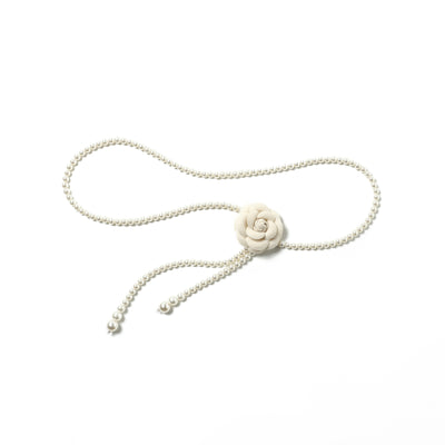 Elegant Faux Pearl Flower Waist Belt (hover)