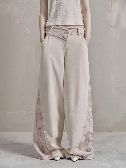 Lace Detailed Low Waist Wide Leg Jeans