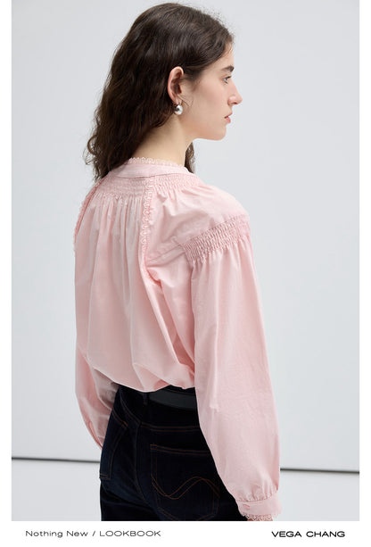 Eyelet Embroidery Balloon Sleeve Blouse