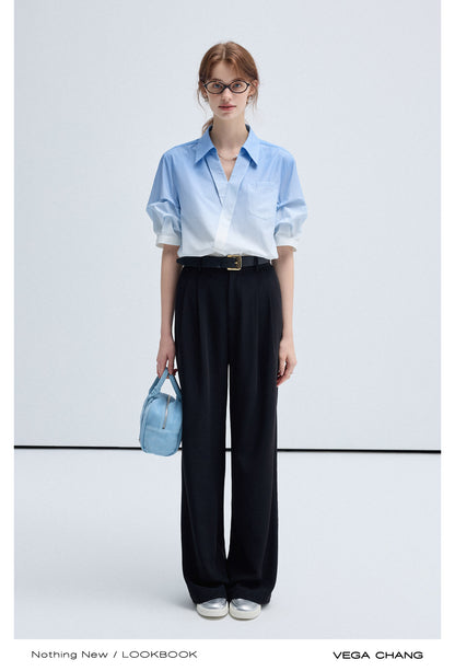 Open Collar Shirts And Straight Flowy Trousers