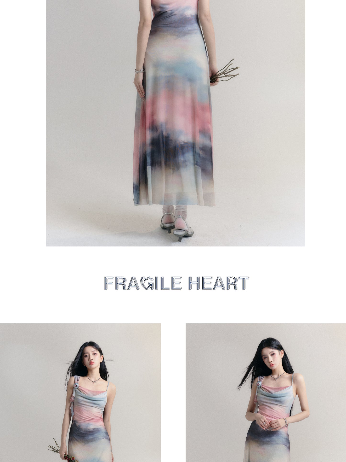 Vibrant Gradient Flower Drape Strapped Dress