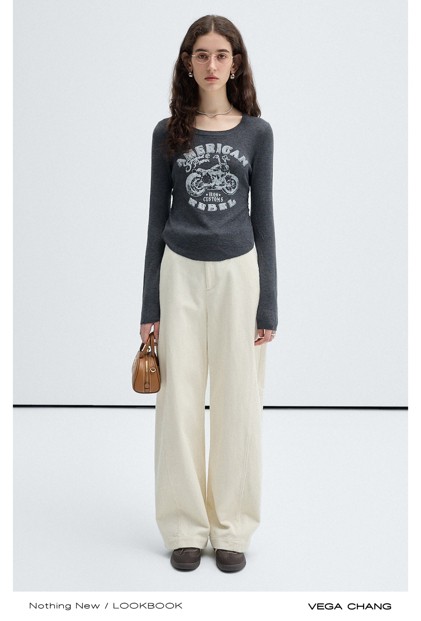 Cotton Corduroy Pants And Letter Print Hoodie