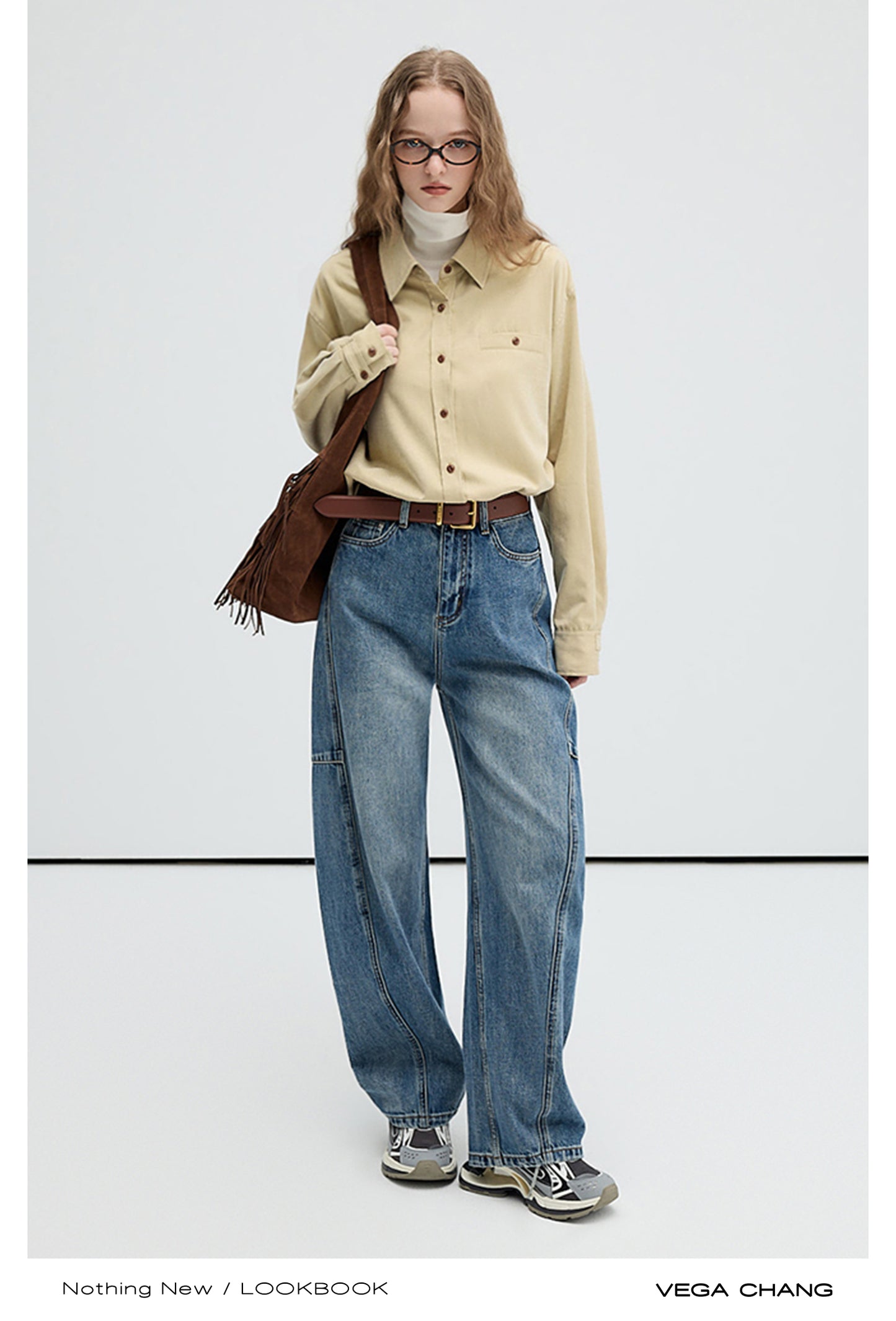 High Waisted Diagonal Seamed Jeans