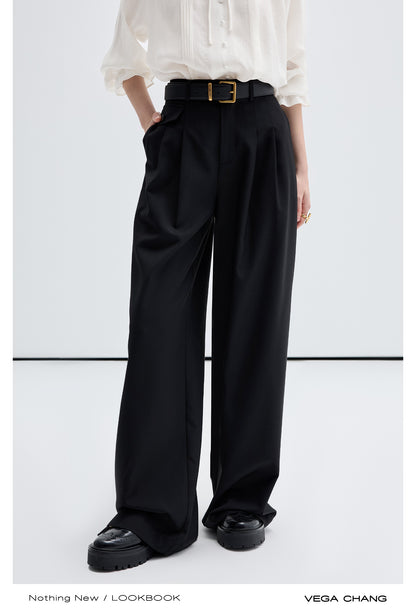 High Waist Straight Wide-Leg Floor Length Pants