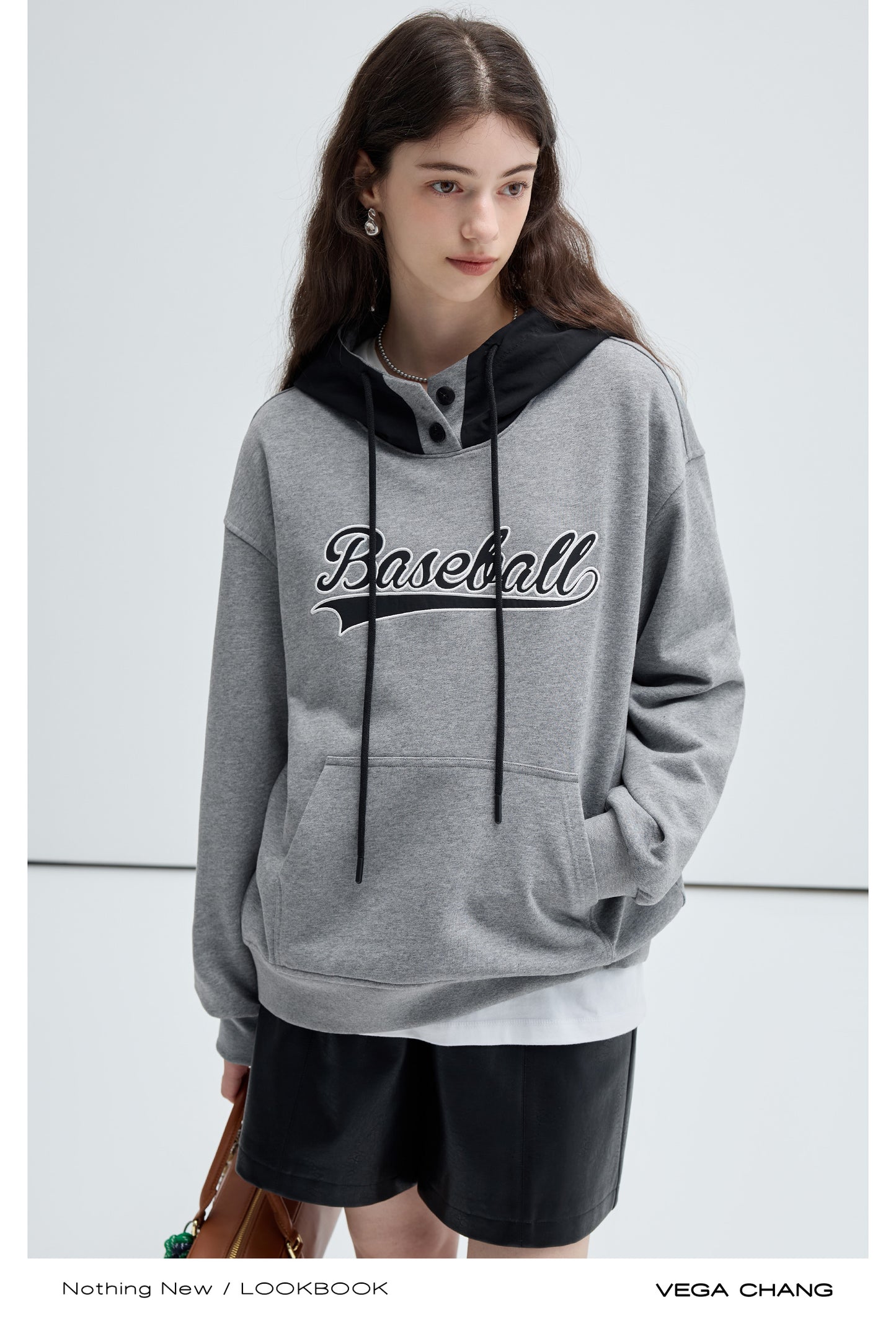 Casual Loose Fit Contrast Baseball Hoodie