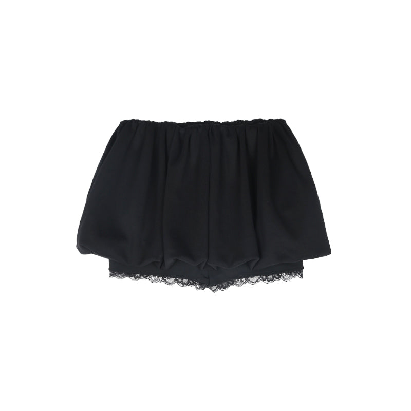 Lace Trimmed Mini Bubble Skirt With Under Shorts