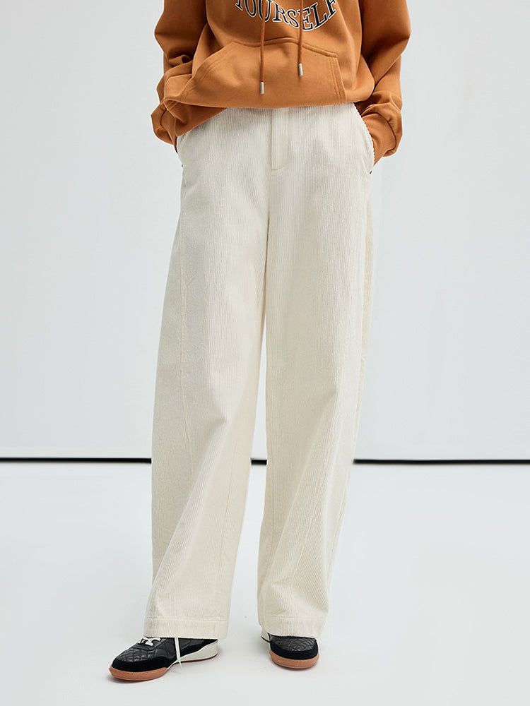 Cotton Corduroy Pants And Letter Print Hoodie