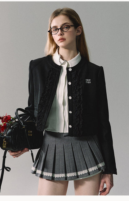 Frilled Short Jacket And Matching Mini Skirt