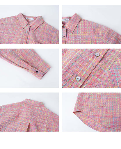 Plaid Drop Shoulder Woven Textured Shirt