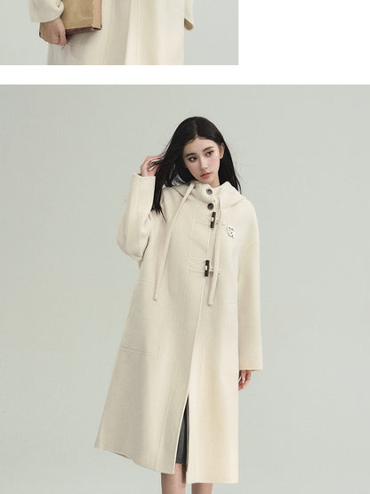 Preppy Style Cashmere Wool Blend Double Duffle Coat