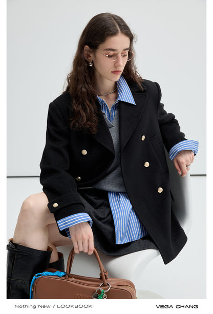 Classic Double-Breasted Short Coat