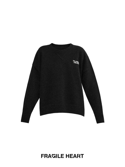 Basic Wool Blend Jacquard Logo Sweater