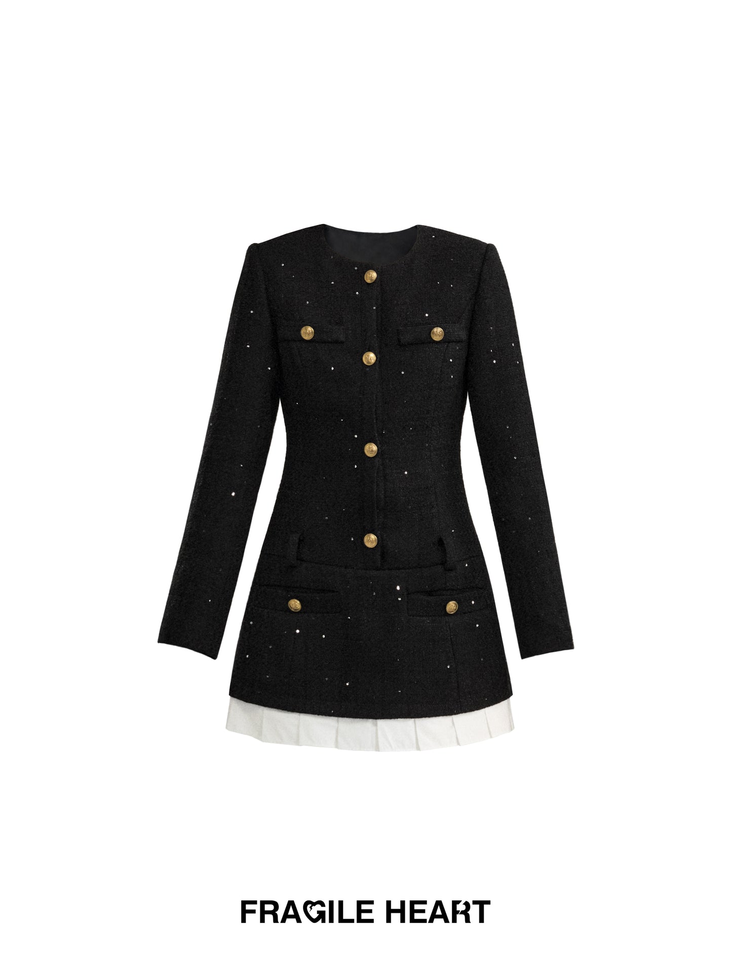 Sparkling Sequin Pleated Hem Jacket Dress