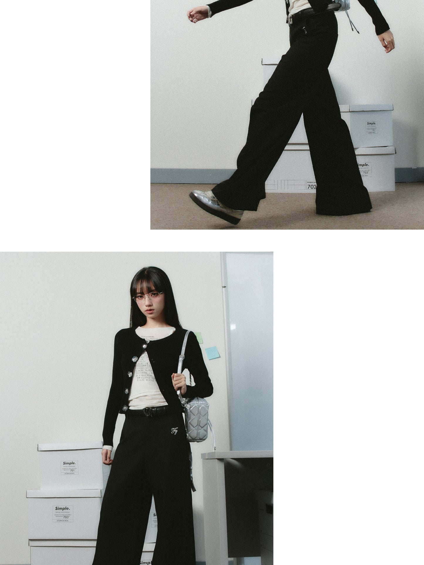 Straight Wide-Leg Logo Embroidered Pants