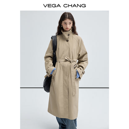 Timeless Stand Collar Single-Breasted Trench Coat