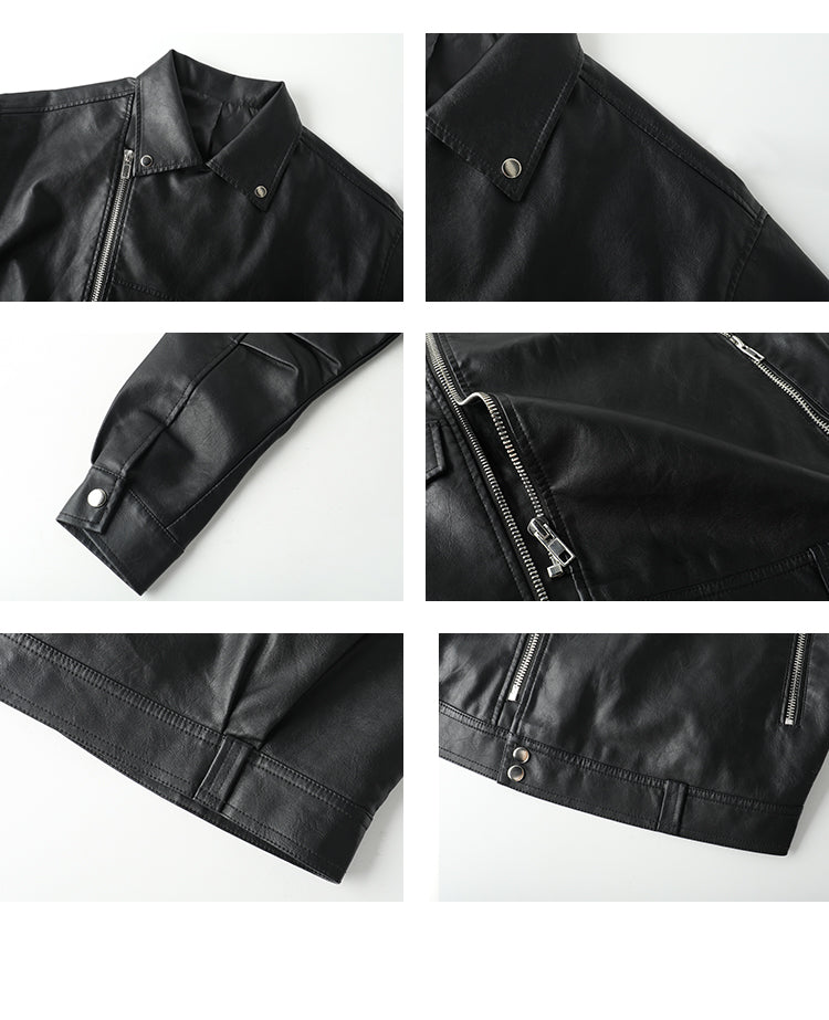 Versatile Faux Leather Motorcycle Jacket