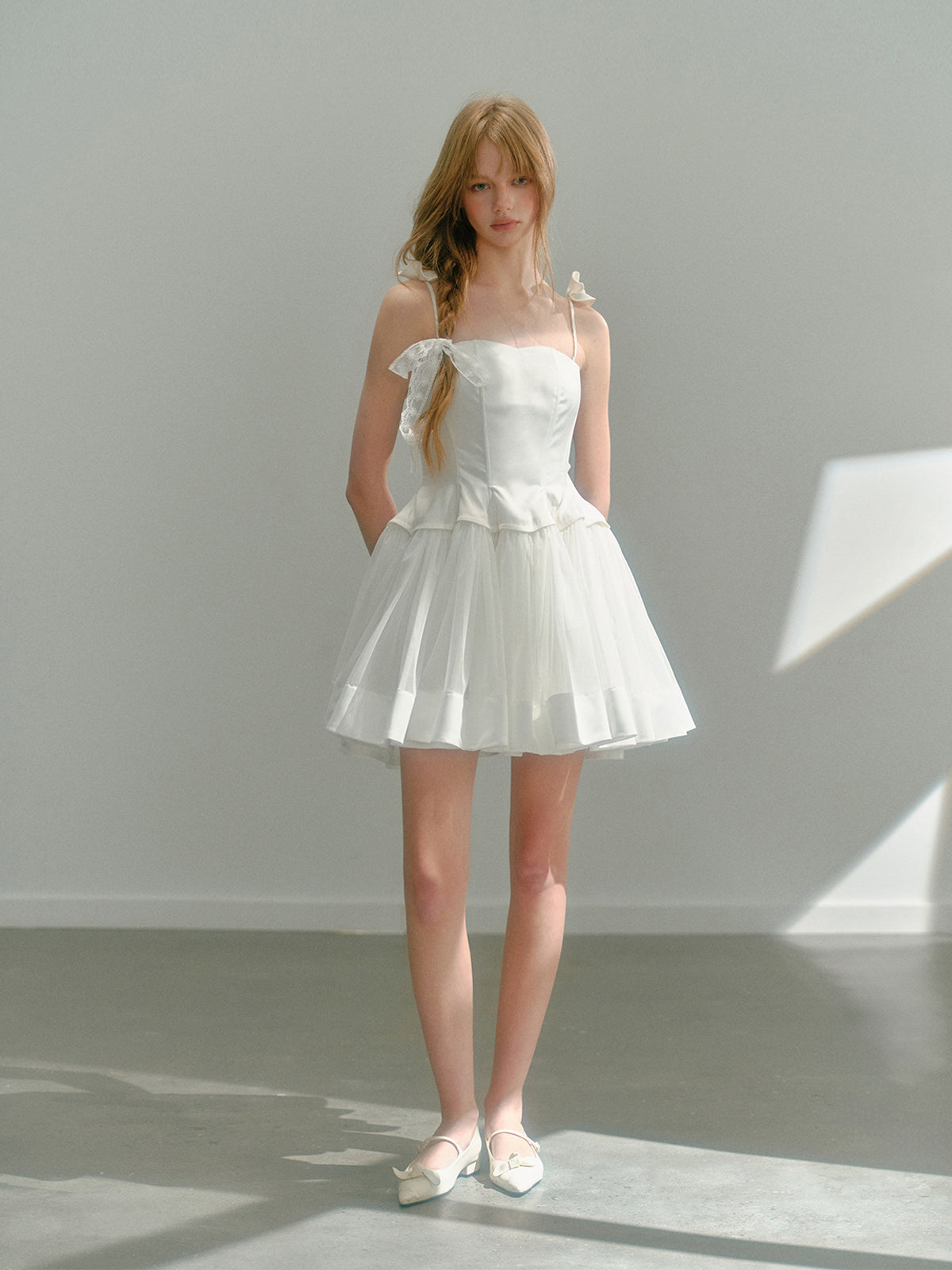 Elegant Frilled Spaghetti Strap Ballet Style Dress