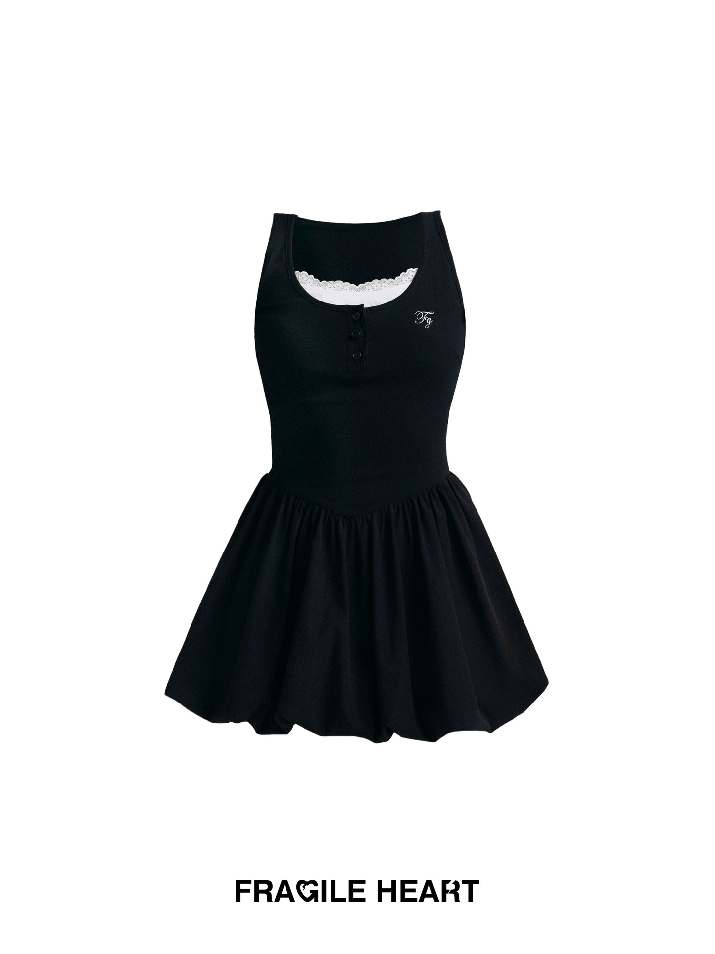 Girlish College Style Mini Bubble Tank Dress