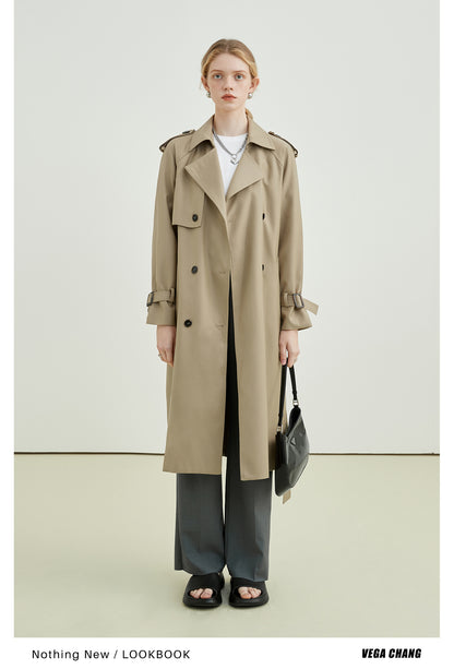 Classic Double-Breasted Midi Trench Coat