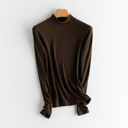 Cashmere Blend Slim Fit High Neck Knit Top