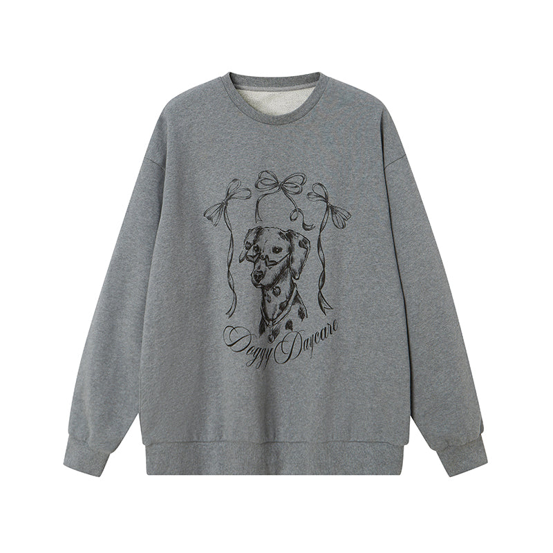 Dalmatian Print Crew Neck Cotton Sweatshirt