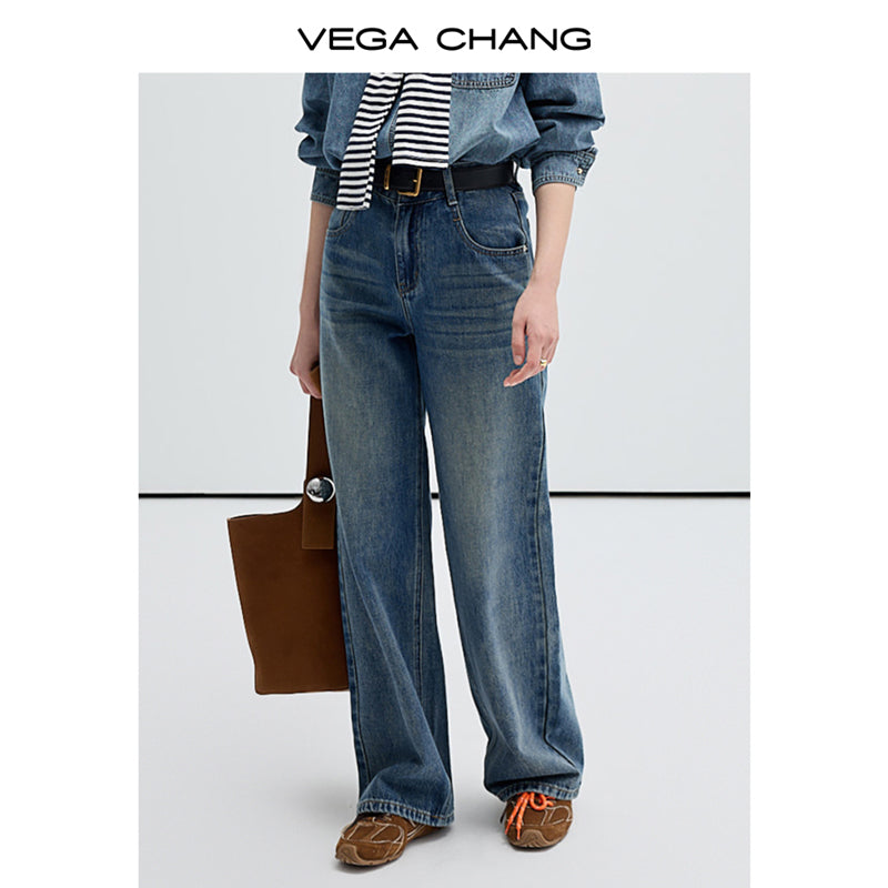 Washed Denim Shirt, Matching Straight-Leg Jeans