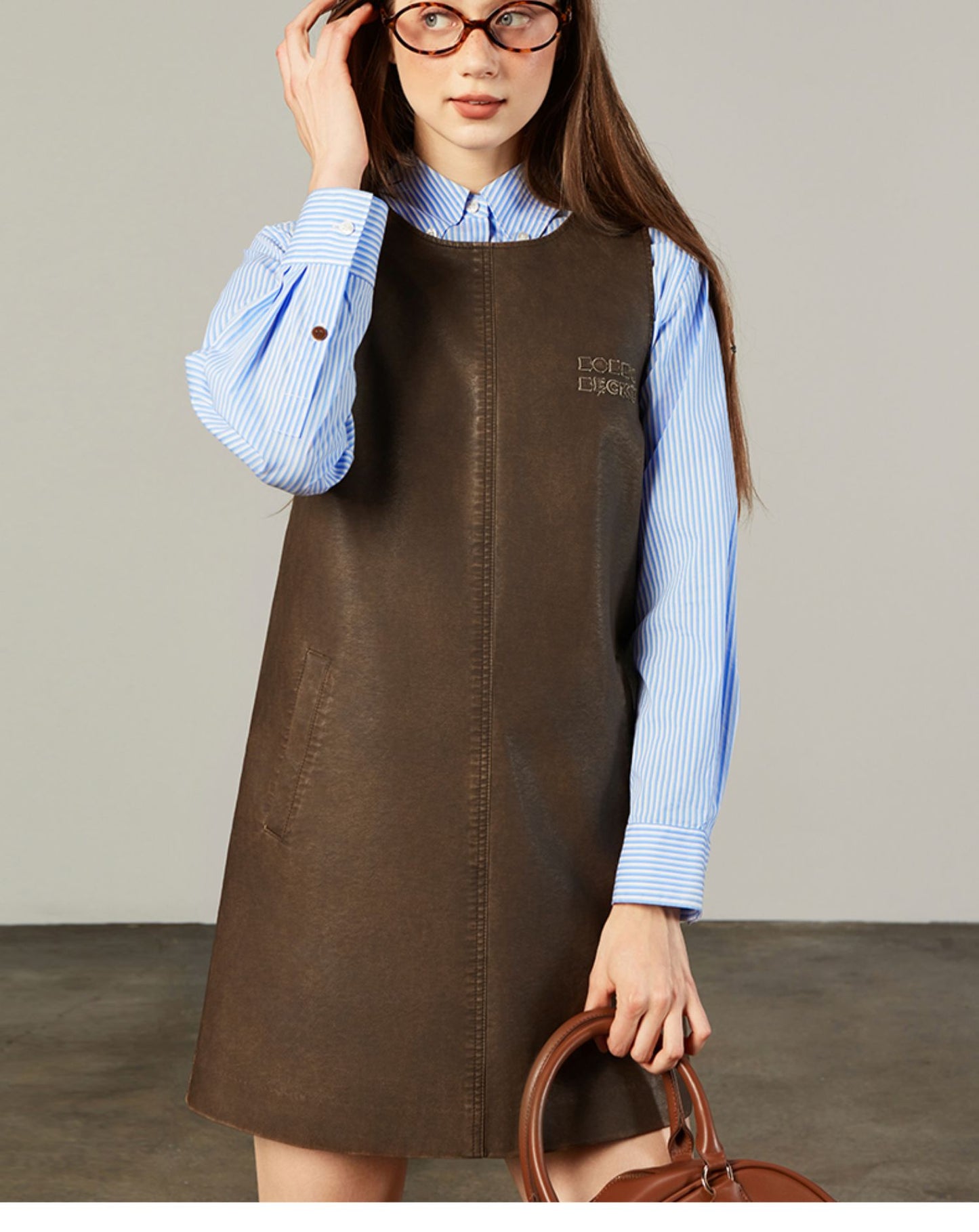 Washed Faux Leather Sleeveless Mini Dress