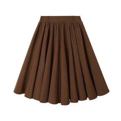 Draped Mid-Length Flared Zip Skirt