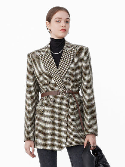 Trad Houndstooth Double Breasted Blazer