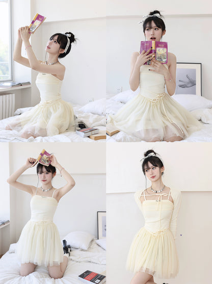 Casual Tutu-Style Ballerina Camisole Dress With Matching Top