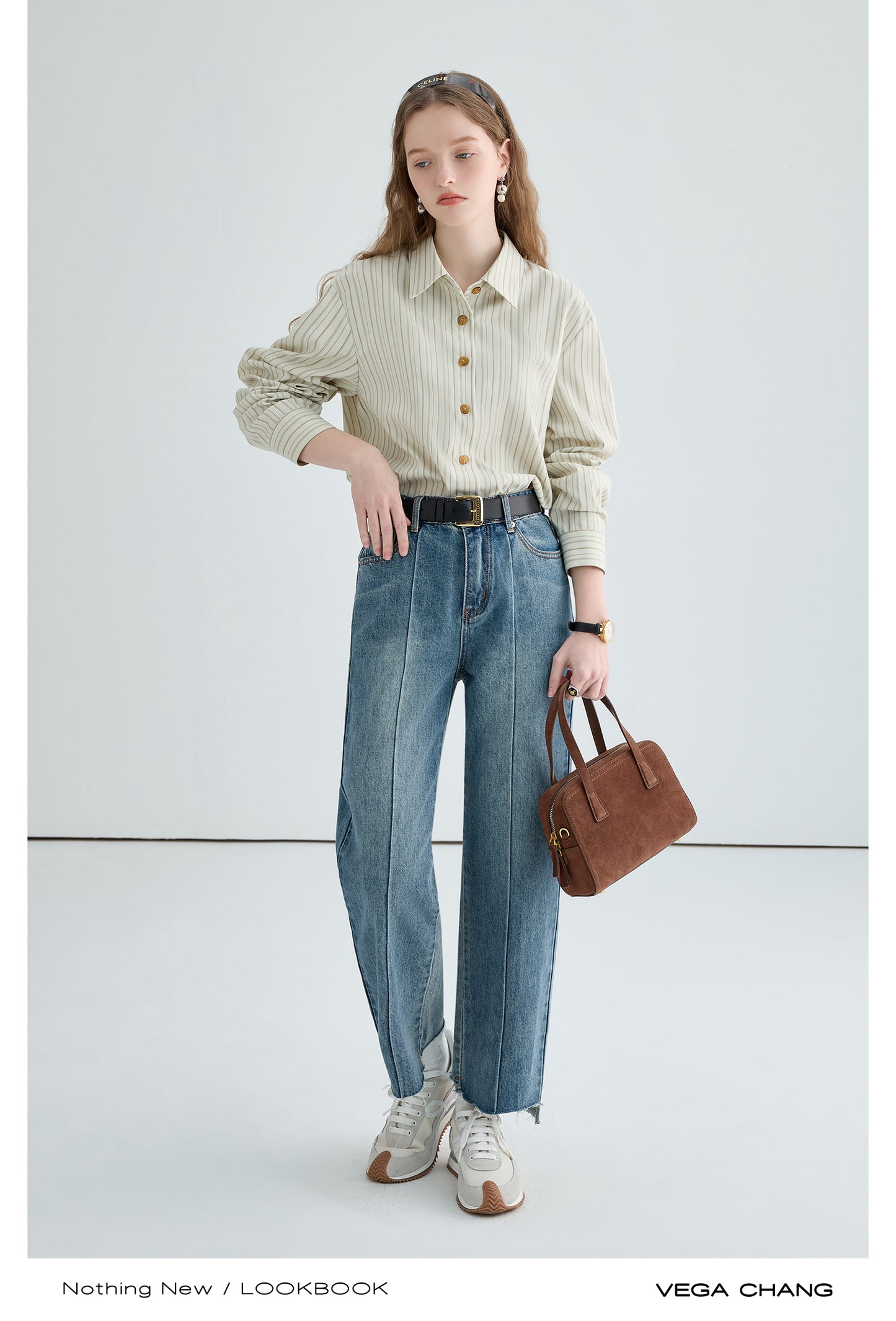 Striped Drop Shoulder Shirt With Amber Buttons