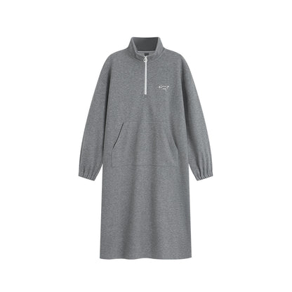 Half-Zip High Neck Sweatshirt Dress