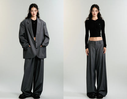 Oversized Shoulder-Padded Suit Jacket And Trousers