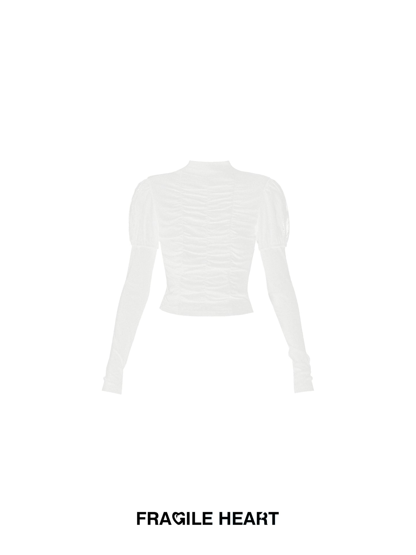 Slim Fit Ruched Puff Sleeve Mock Neck Top