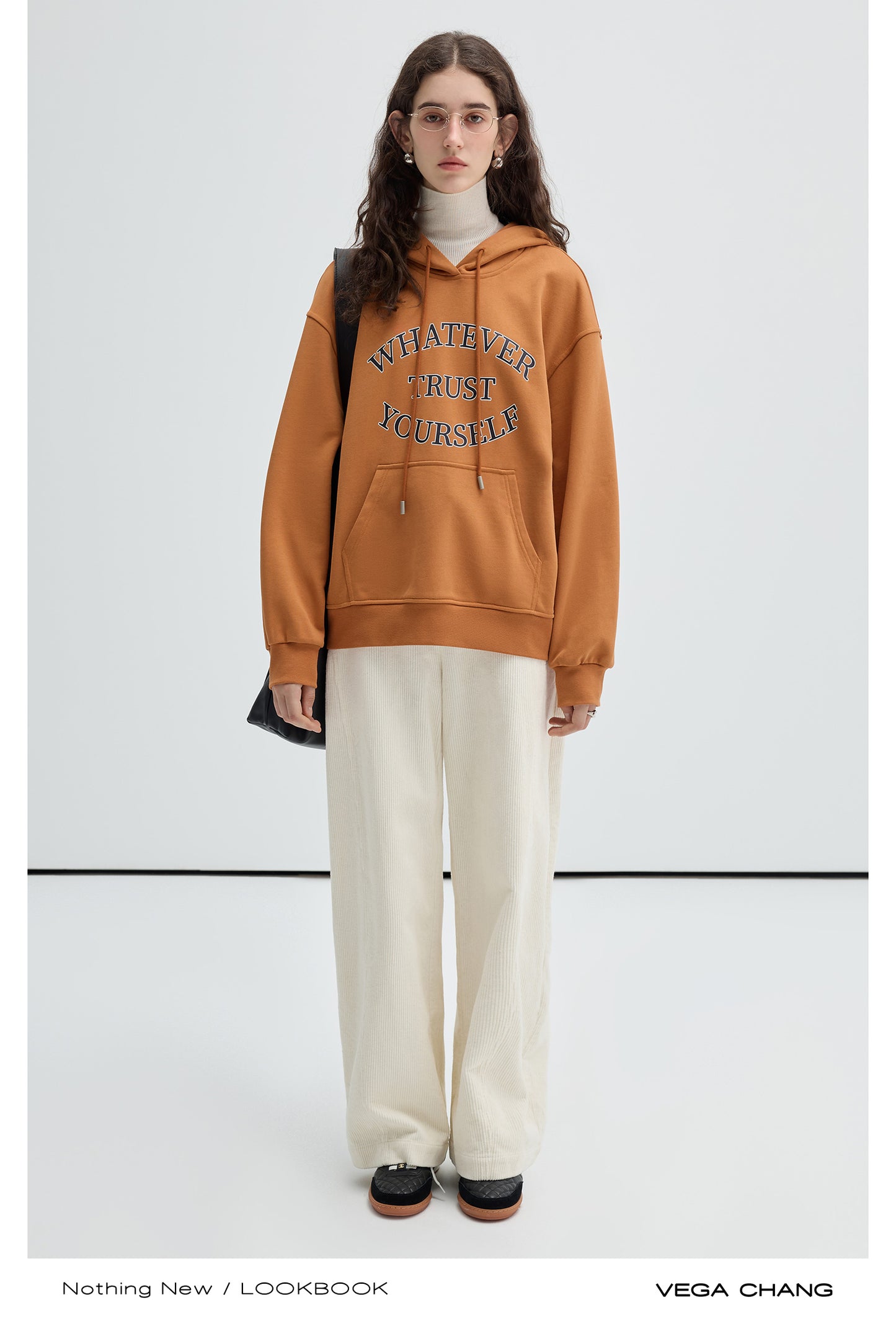 Cotton Corduroy Pants And Letter Print Hoodie