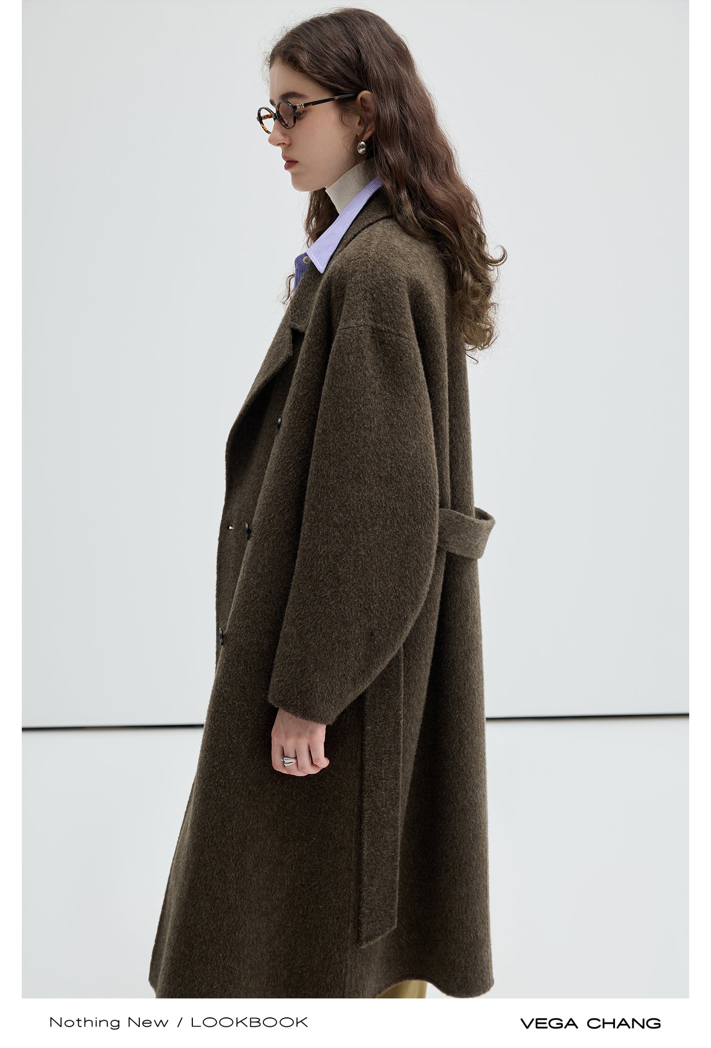 Classic Double Breasted Belted Woolen Coat