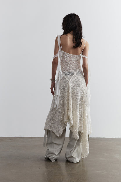 Asymmetrical Knitted Sequin Camisole Dress