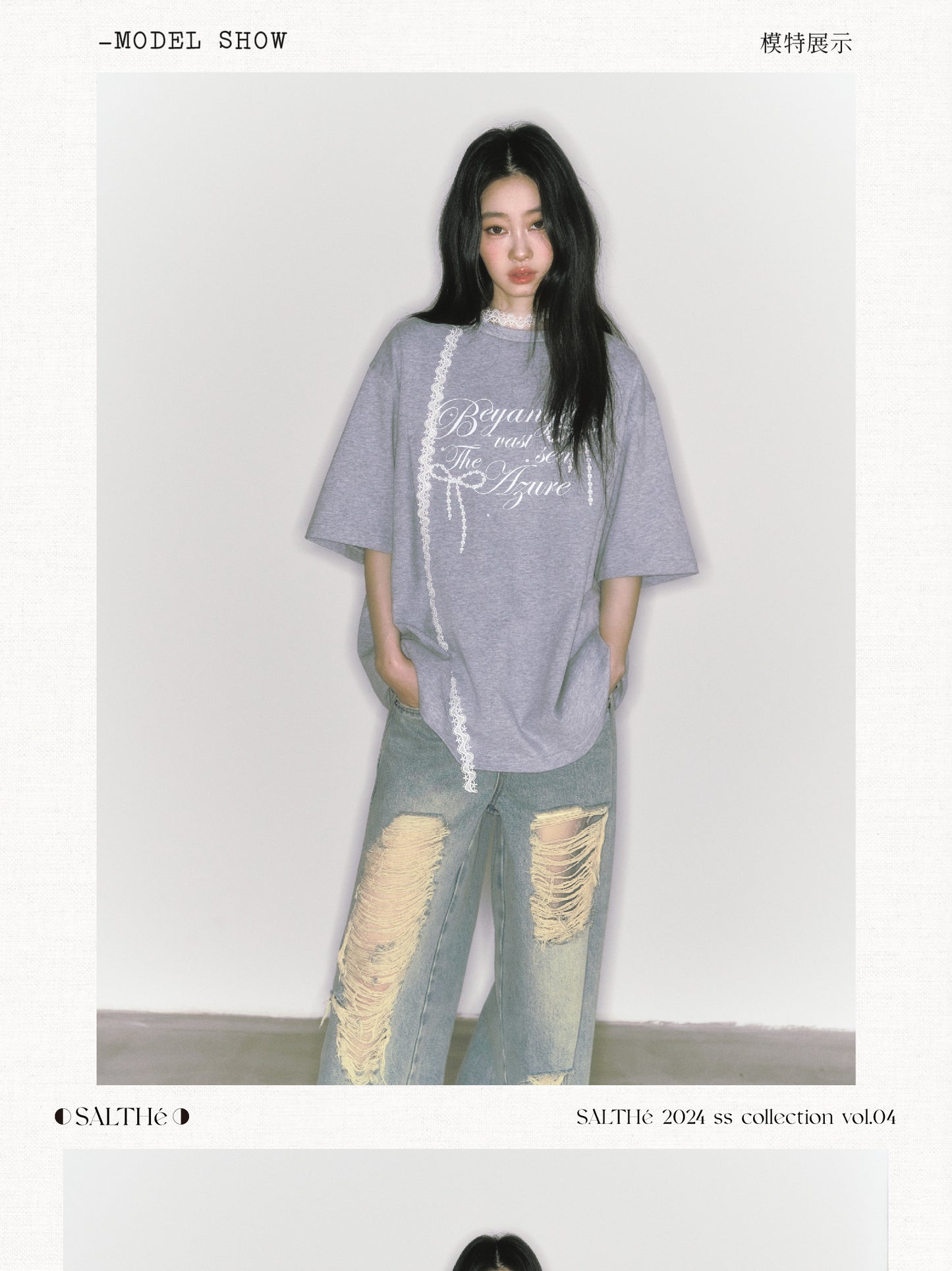 Bow Motif Oversized Letter Print T-Shirt