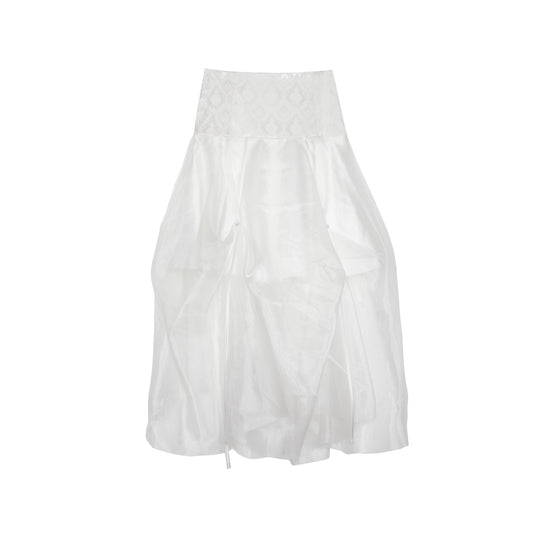 Asymmetrical Jacquard Detail Sheer Balloon Skirt