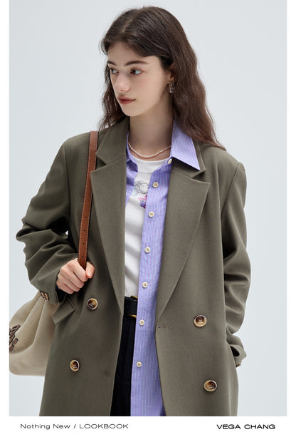 Double Breasted Long Blazer Coat