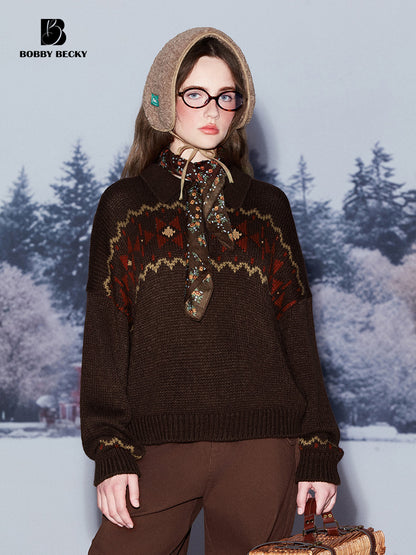 Festive Fair Isle Polo Knit Sweater