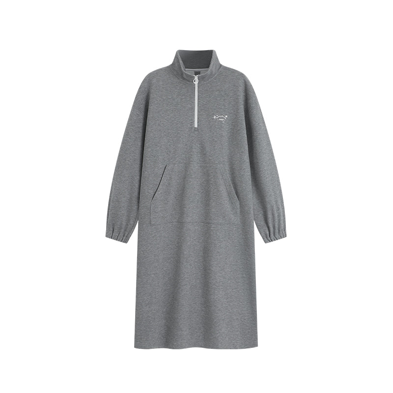 Half-Zip High Neck Sweatshirt Dress