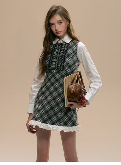 Peter Pan Collar Frilled A-Line Mini Dress