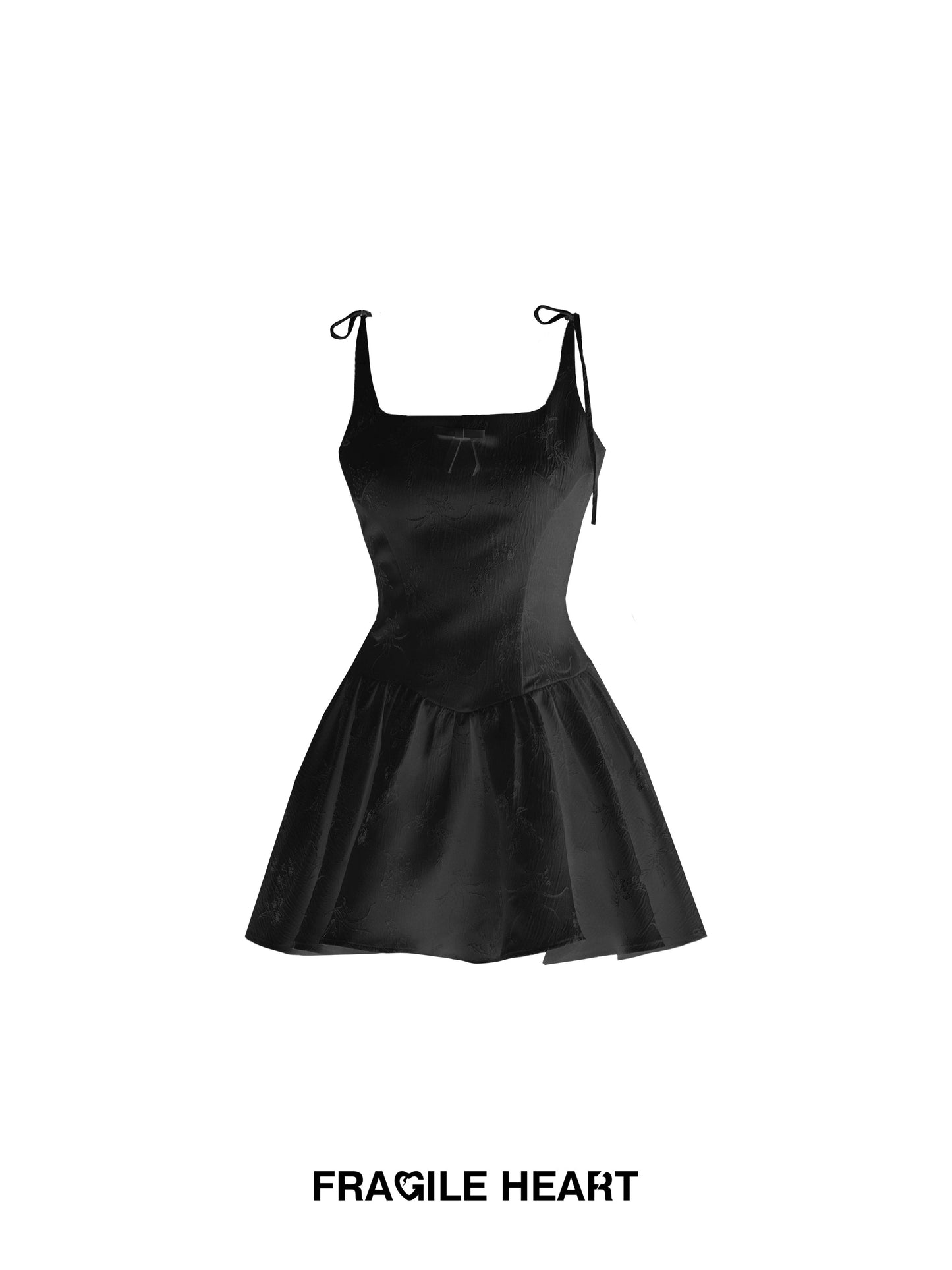 Jacquard Glossy Tie Strap Mini Flared Camisole Dress