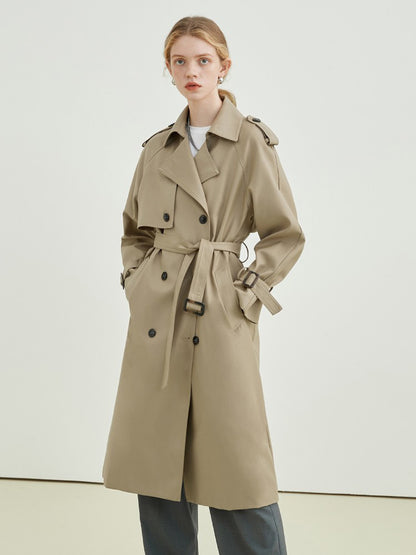 Classic Double-Breasted Midi Trench Coat