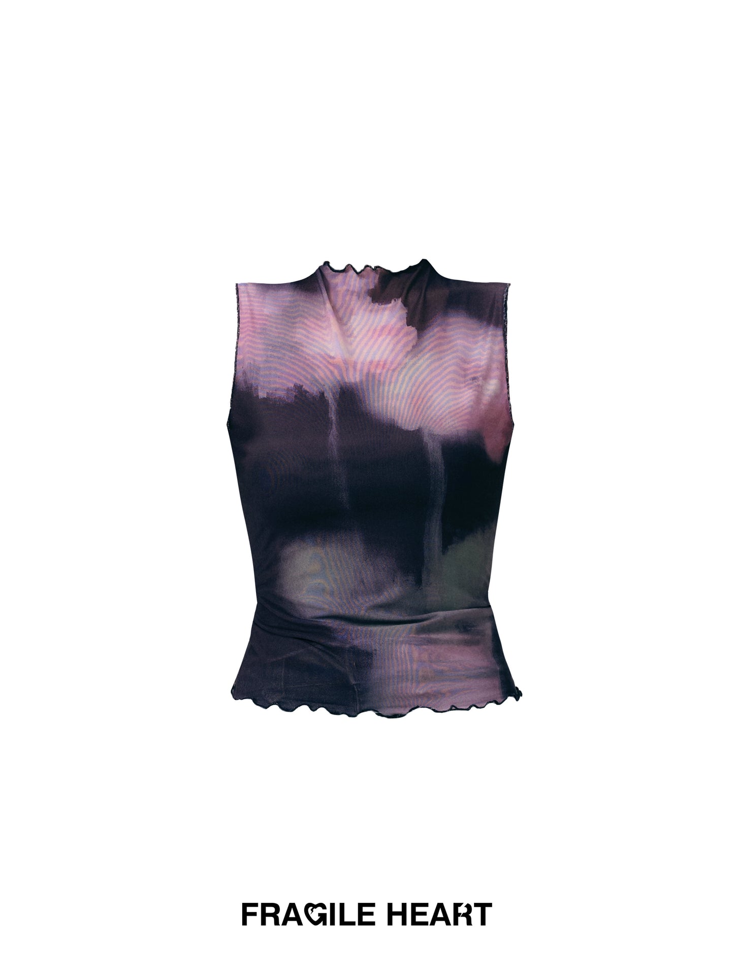 Sheer Smudge Print Gradation High Neck Tank Top