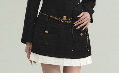 Sparkling Sequin Pleated Hem Jacket Dress