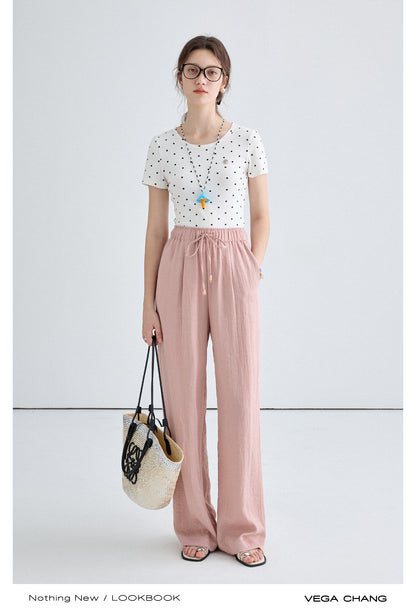 Frilled Edge Rib Tank Top and Straight Wide Pants