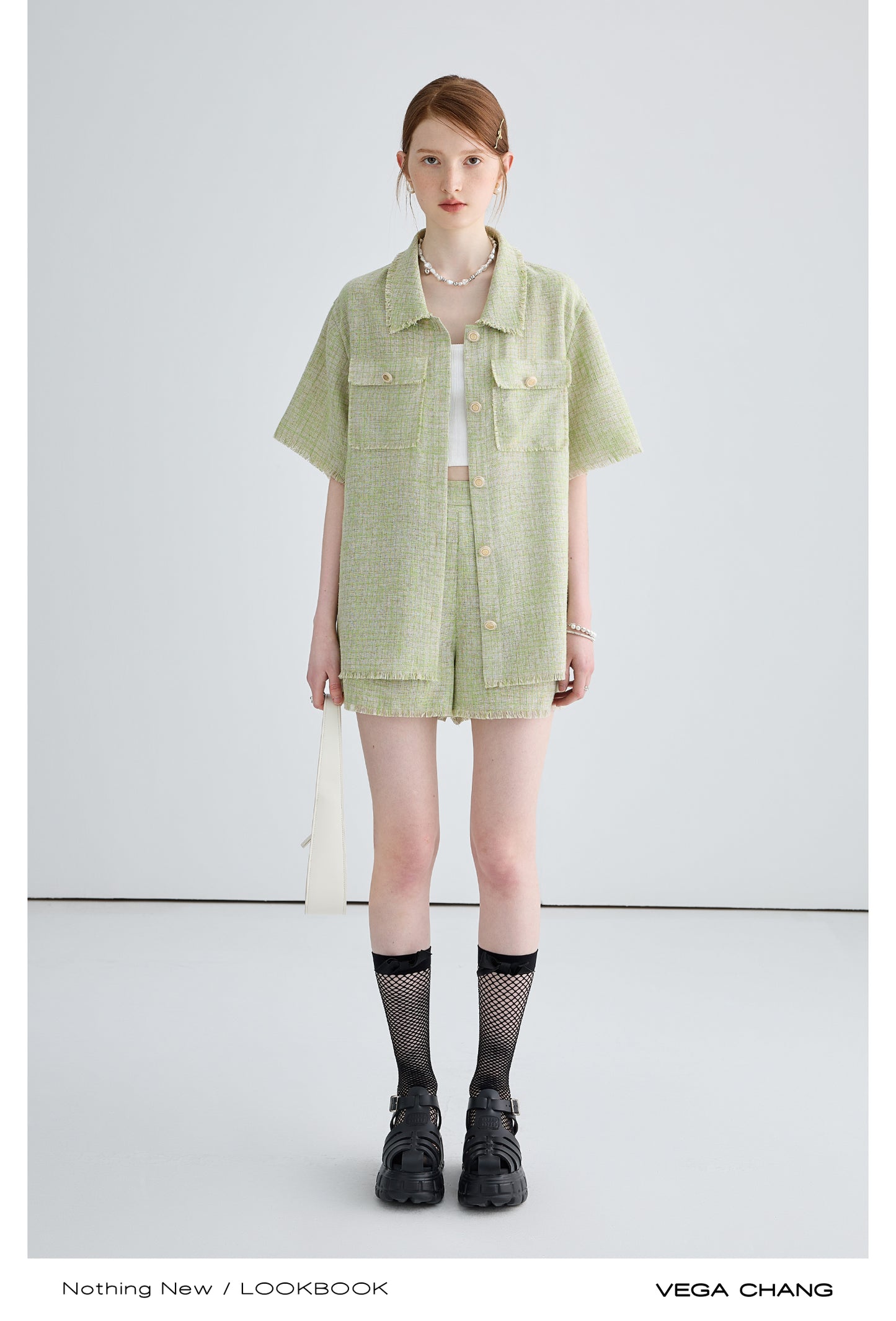 Fringed Woven Fabric Shirt And Matching Shorts