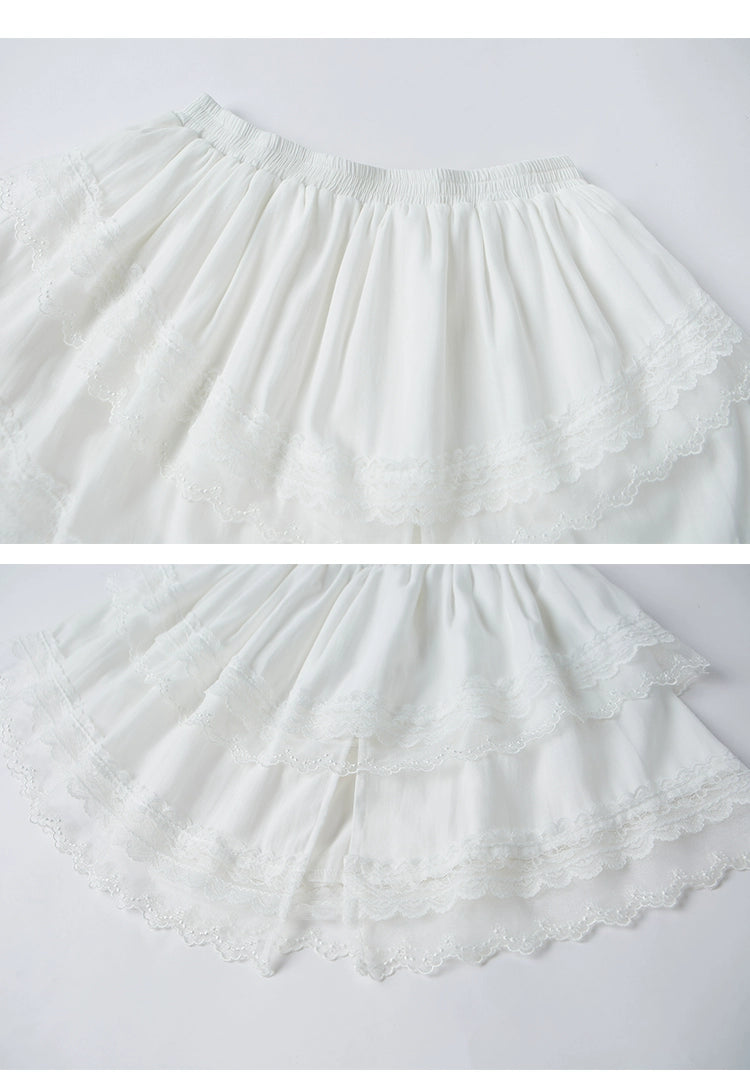 Asymmetrical Tiered Lace Mini Slit Skirt